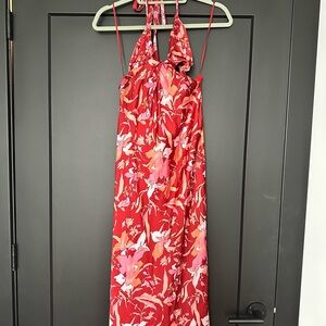 J. Crew Red Floral Halter Dress